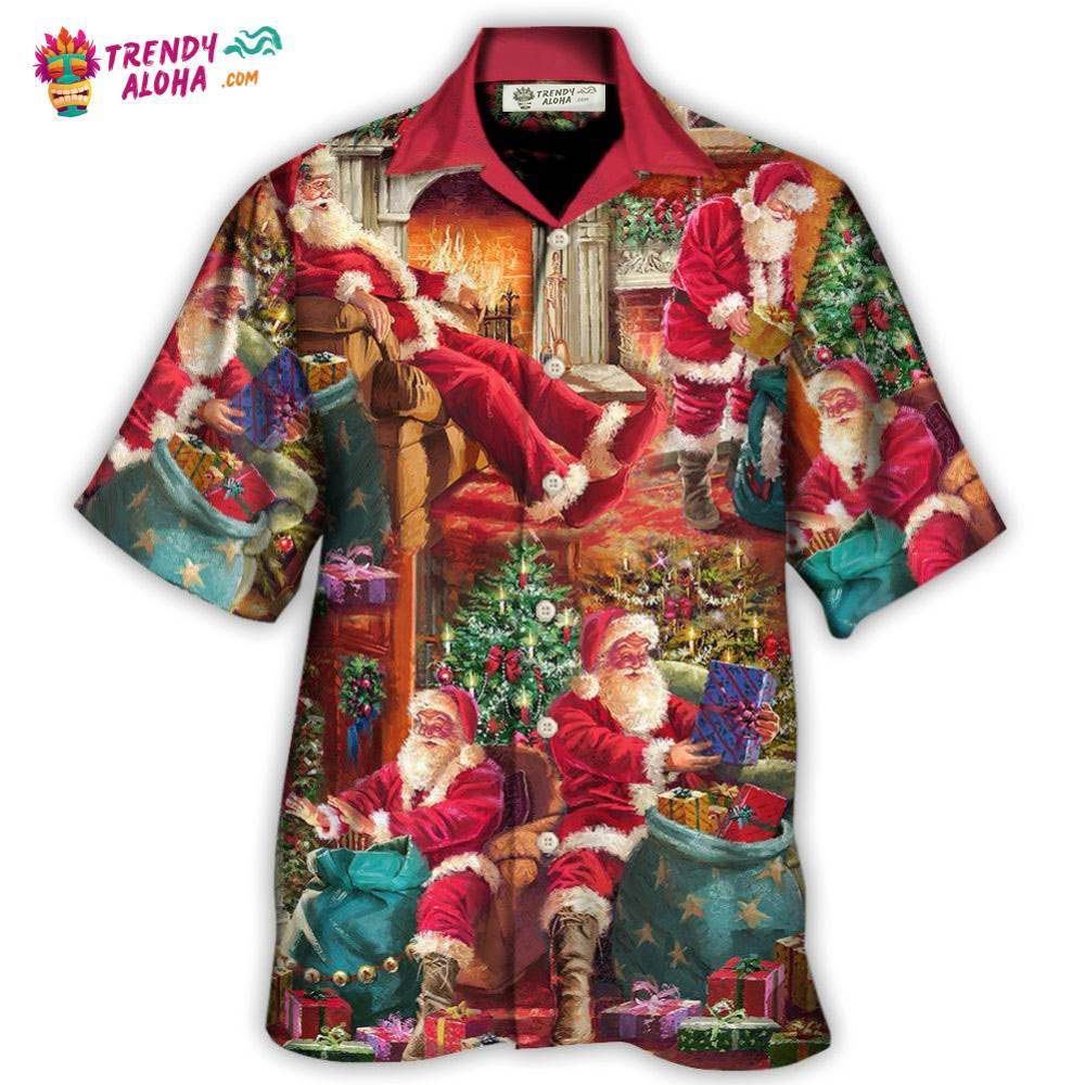 Christmas Santa Claus Story Chilling Happy Xmas Art Style Hawaiian Shirt – Trendy Aloha