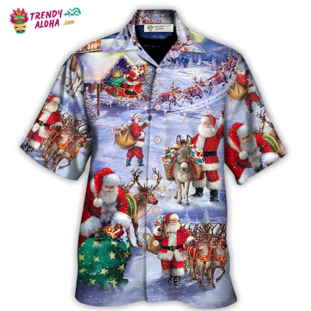 Christmas Santa Claus Story Night Gift For Xmas Painting Style Hawaiian Shirt – Trendy Aloha