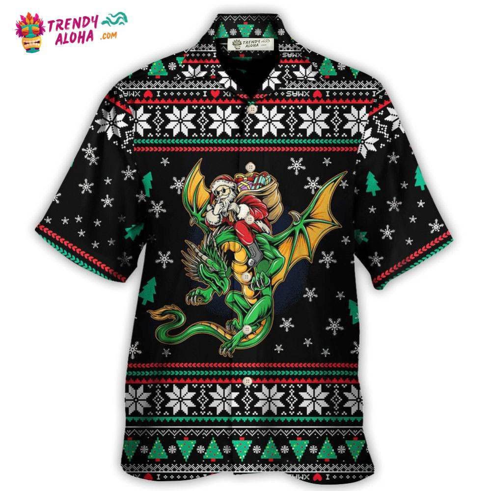 Christmas Santa Claus With Dragon Hawaiian Shirt – Trendy Aloha