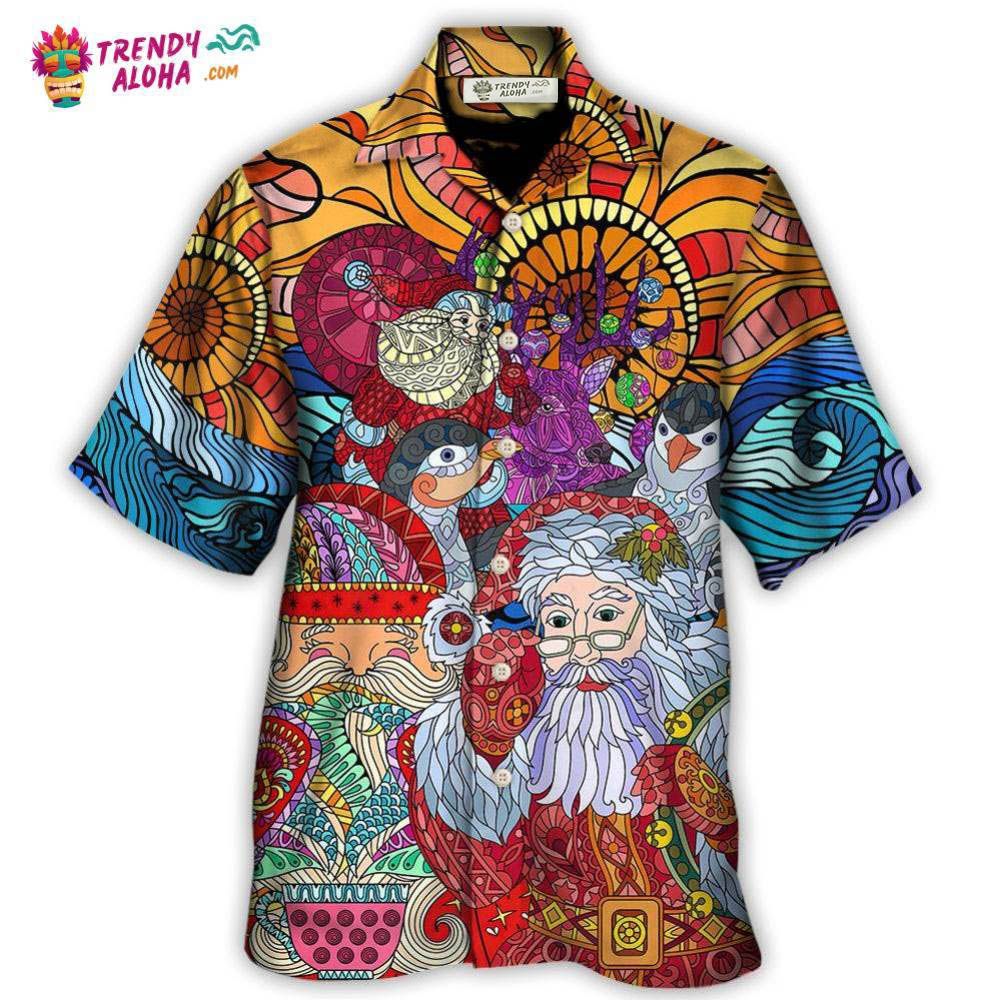 Christmas Santa Colorful Geometry Hawaiian Shirt – Trendy Aloha
