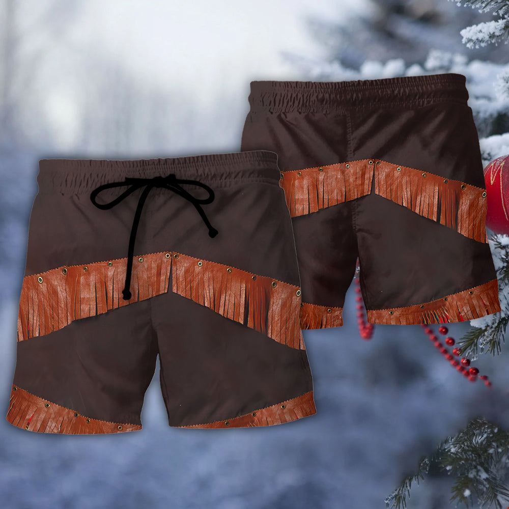 Christmas Santa Cowboy Vintage Style Trendy Aloha Hawaiian Beach Shorts