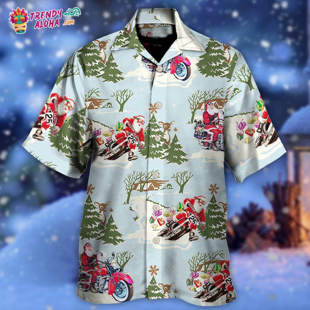Christmas Santa Driving In Snow Forest Hawaiian Shirt – Trendy Aloha