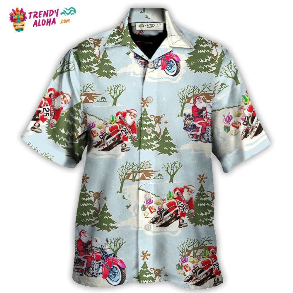 Christmas Santa Driving In Snow Forest Hawaiian Shirt – Trendy Aloha