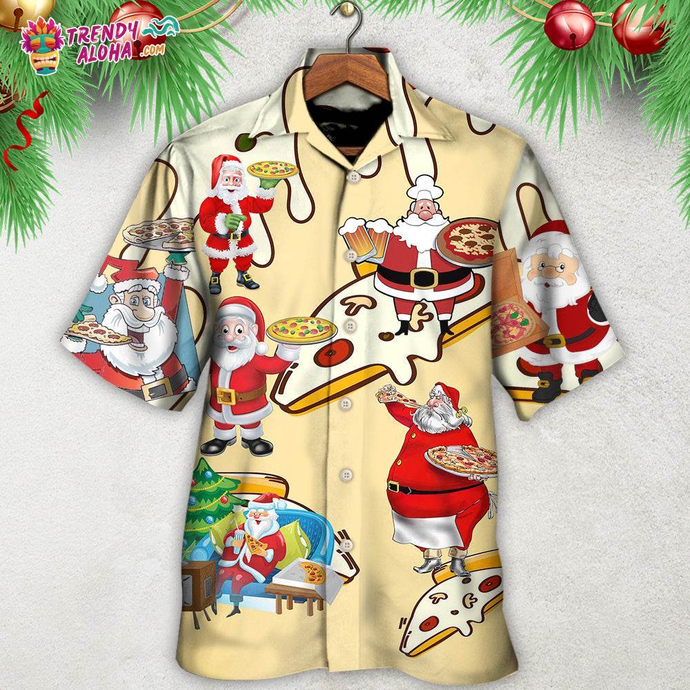Christmas Santa Eating Pizza. It’S Yummy Hawaiian Shirt – Trendy Aloha