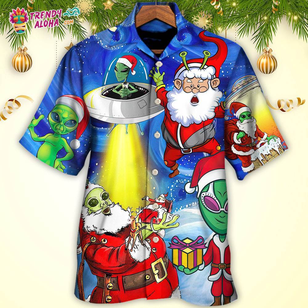 Christmas Santa Is An Alien Magic Night Funny Hawaiian Shirt – Trendy Aloha