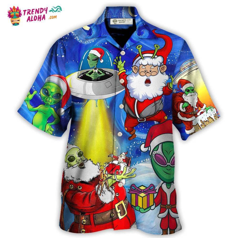 Christmas Santa Is An Alien Magic Night Funny Hawaiian Shirt – Trendy Aloha