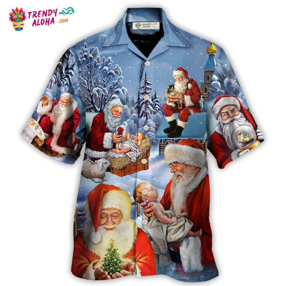 Christmas Santa Love Jesus Happy Xmas Is Coming Hawaiian Shirt – Trendy Aloha