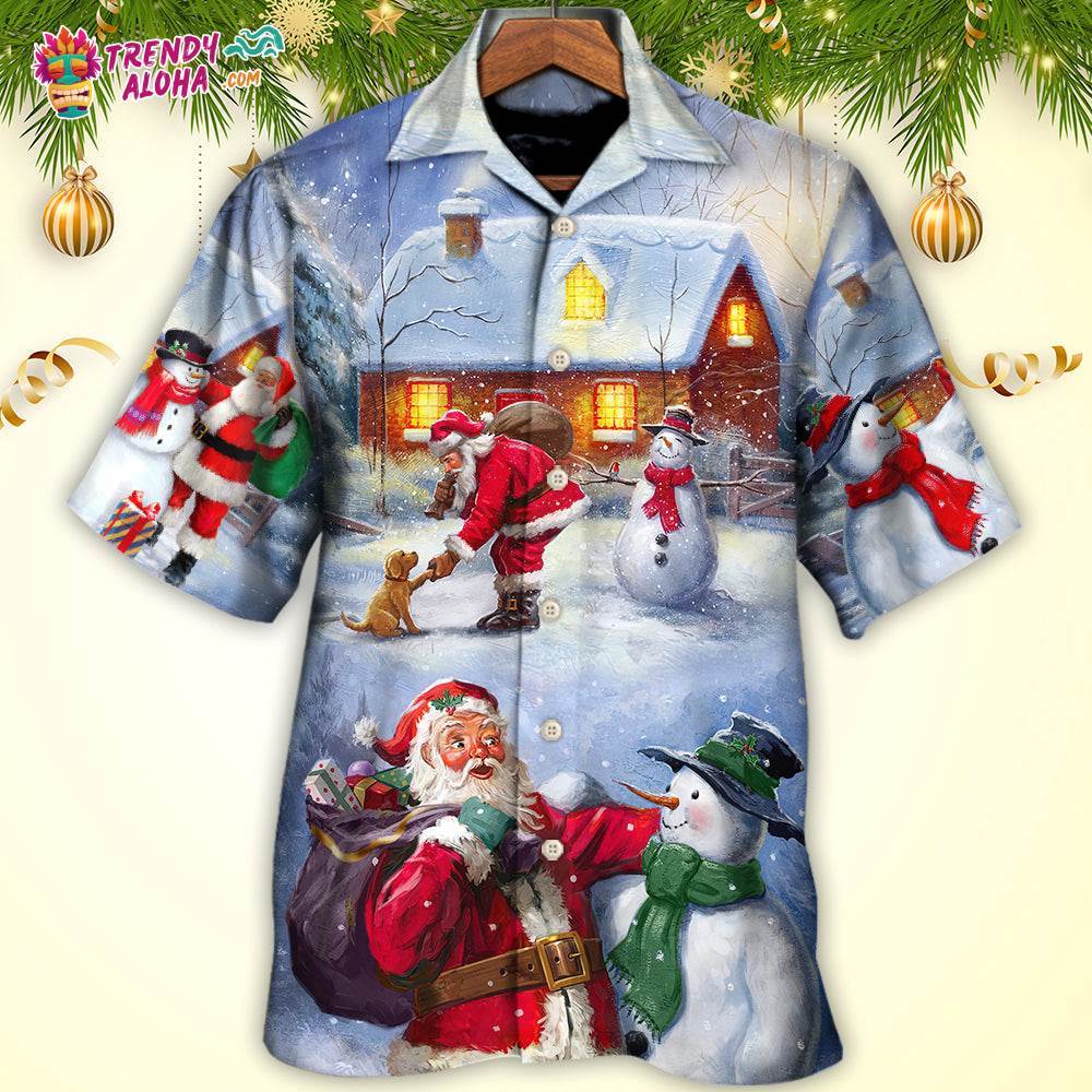 Christmas Santa Love Snowman In The Village Gift For Xmas Hawaiian Shirt – Trendy Aloha