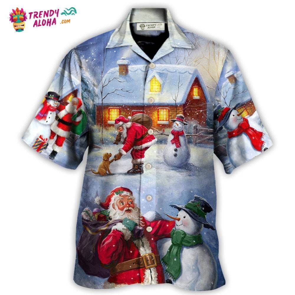 Christmas Santa Love Snowman In The Village Gift For Xmas Hawaiian Shirt – Trendy Aloha