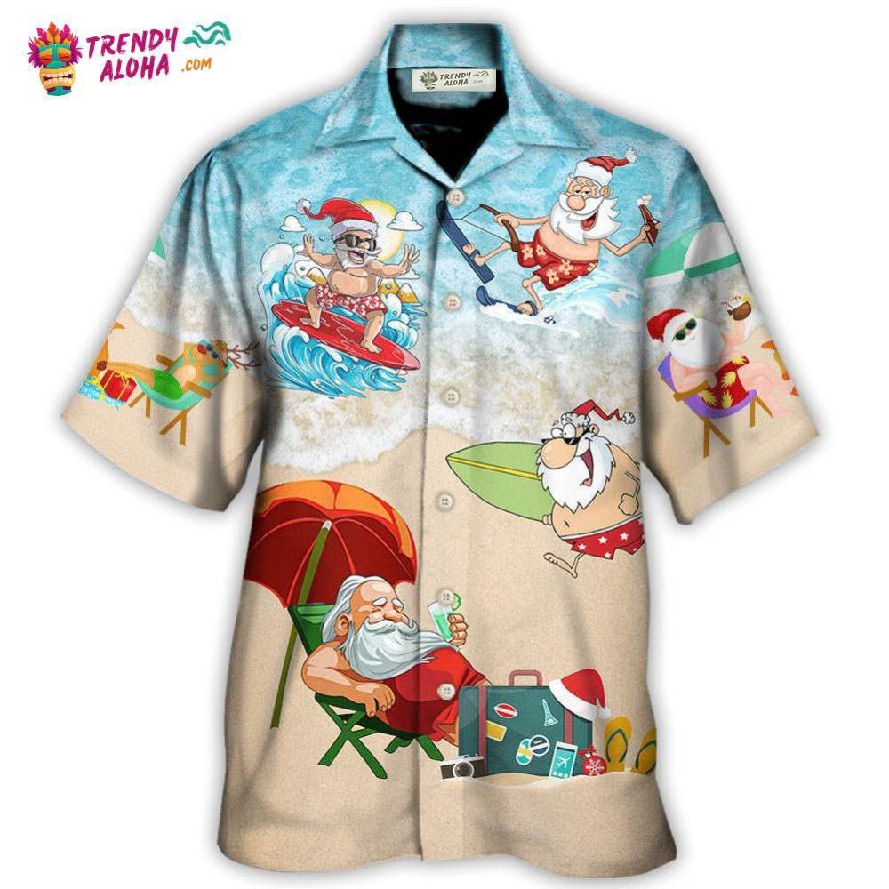 Christmas Santa Play On Beach Hawaiian Shirt – Trendy Aloha