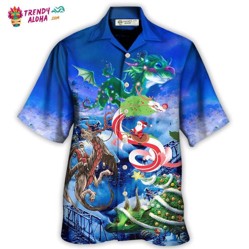 Christmas Santa Riding A Dragon Hawaiian Shirt – Trendy Aloha