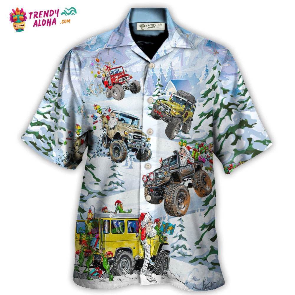 Christmas Santa Riding Monster Jeep Hawaiian Shirt – Trendy Aloha
