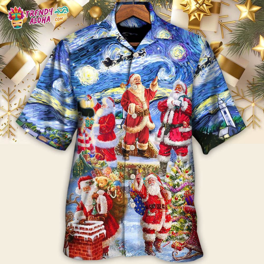 Christmas Santa Snow Night Merry Xmas Hawaiian Shirt – Trendy Aloha