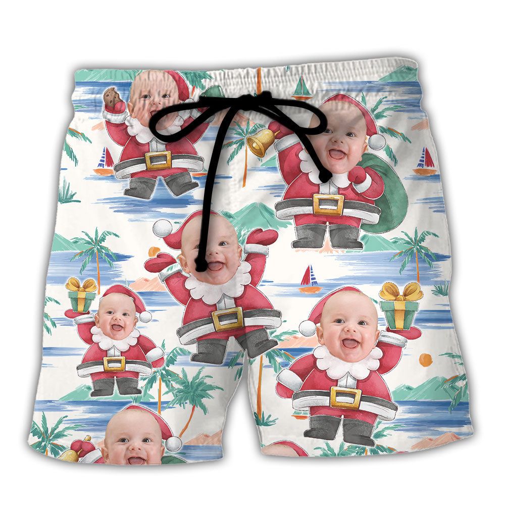 Christmas Santa Summer Beach Custom Photo Trendy Aloha Hawaiian Beach Shorts Christmas Santa Summer Beach Custom Photo Trendy Aloha Hawaiian Beach Shorts