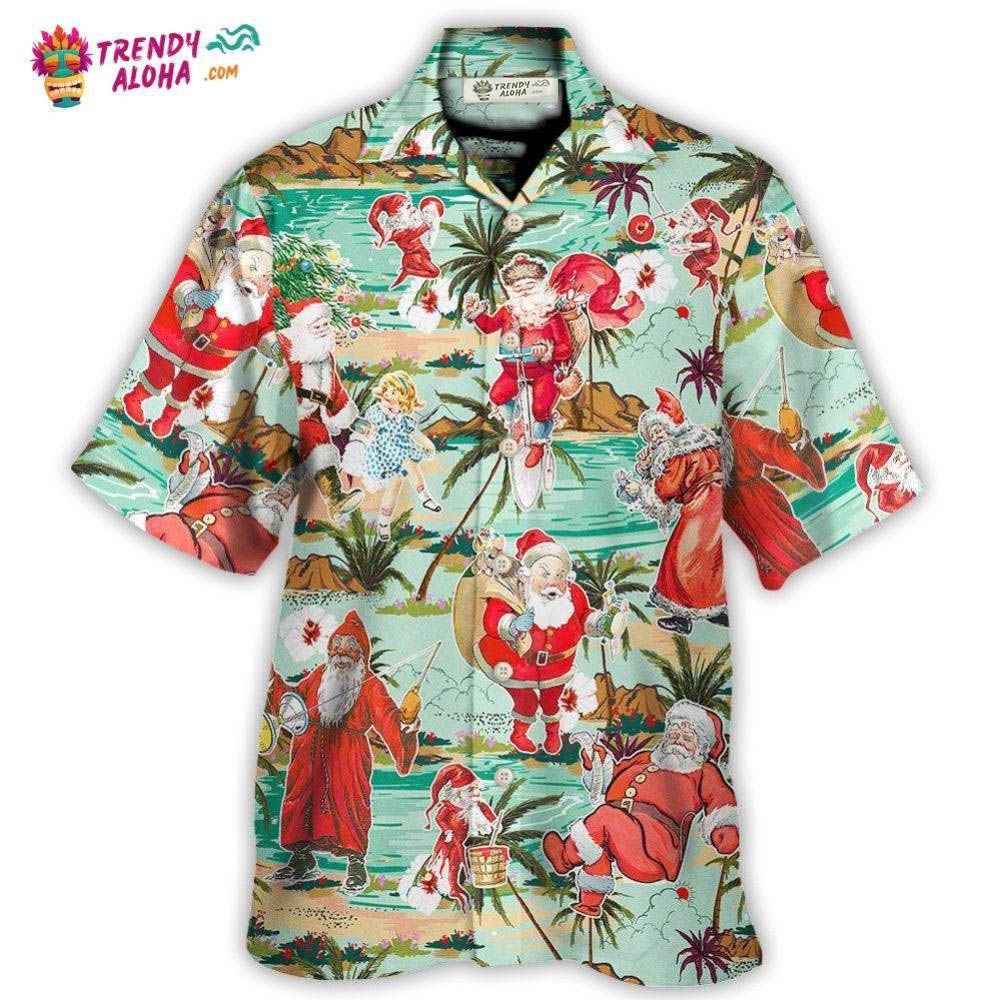 Christmas Santa Vacation Beach Joyful Hawaiian Shirt – Trendy Aloha