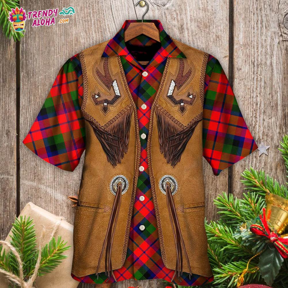 Christmas Santa Vintage Fringe Leather Suede Vest Hawaiian Shirt – Trendy Aloha