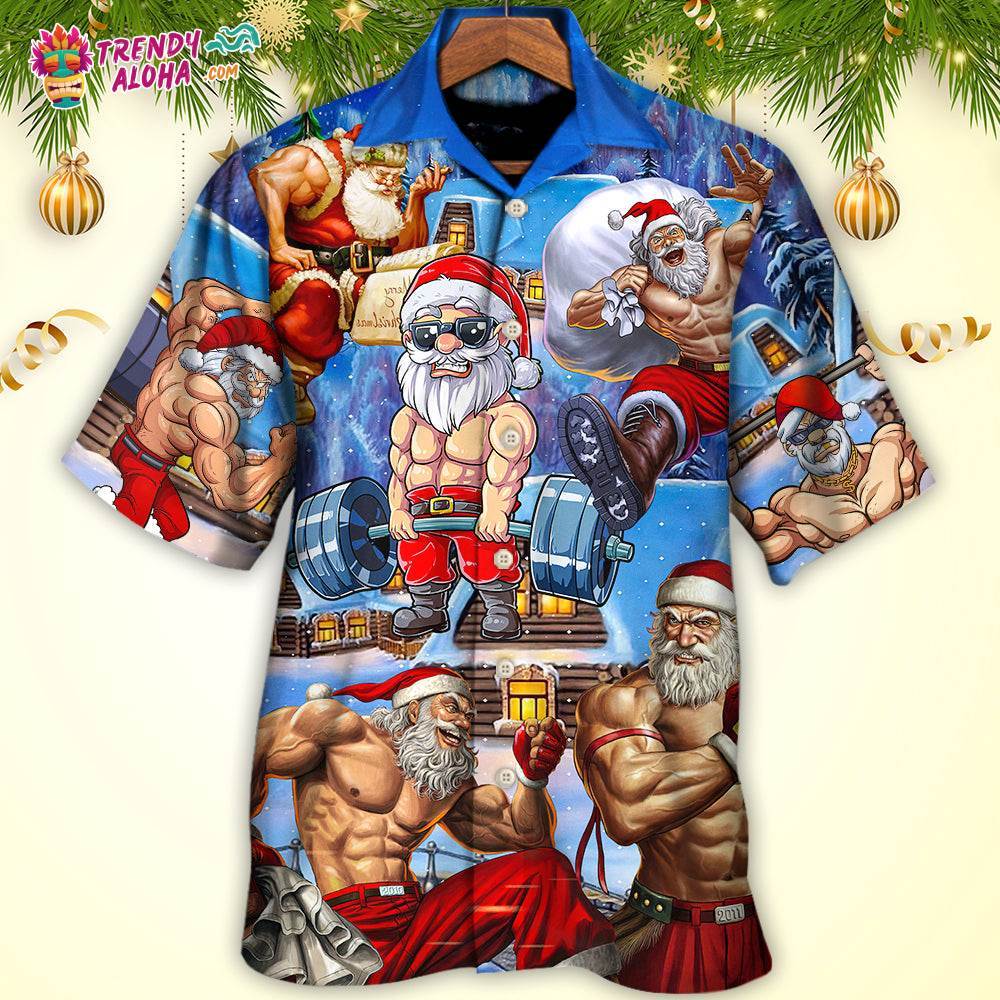Christmas Santa Weightlifting Christmas Fitness Gym Hawaiian Shirt – Trendy Aloha