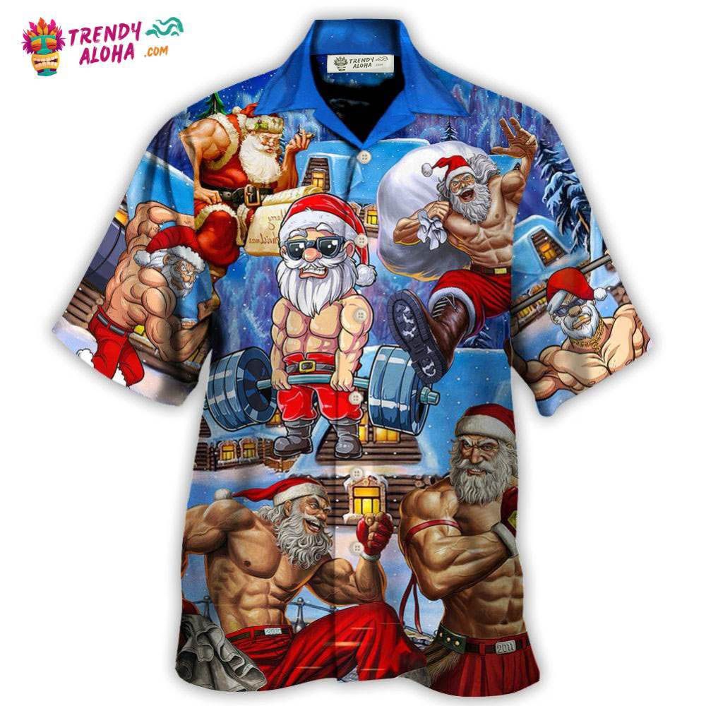 Christmas Santa Weightlifting Christmas Fitness Gym Hawaiian Shirt – Trendy Aloha