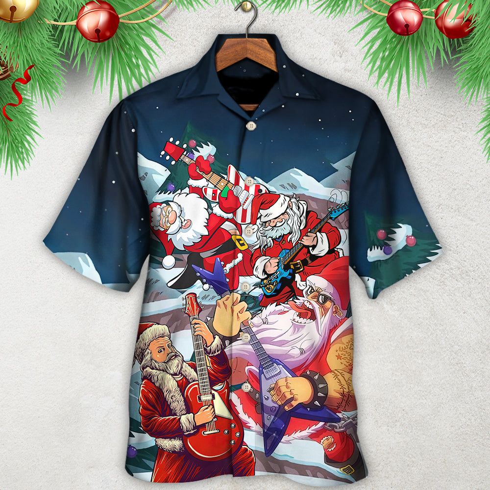 Christmas Santa With Electric Guitar Hawaiian Shirt