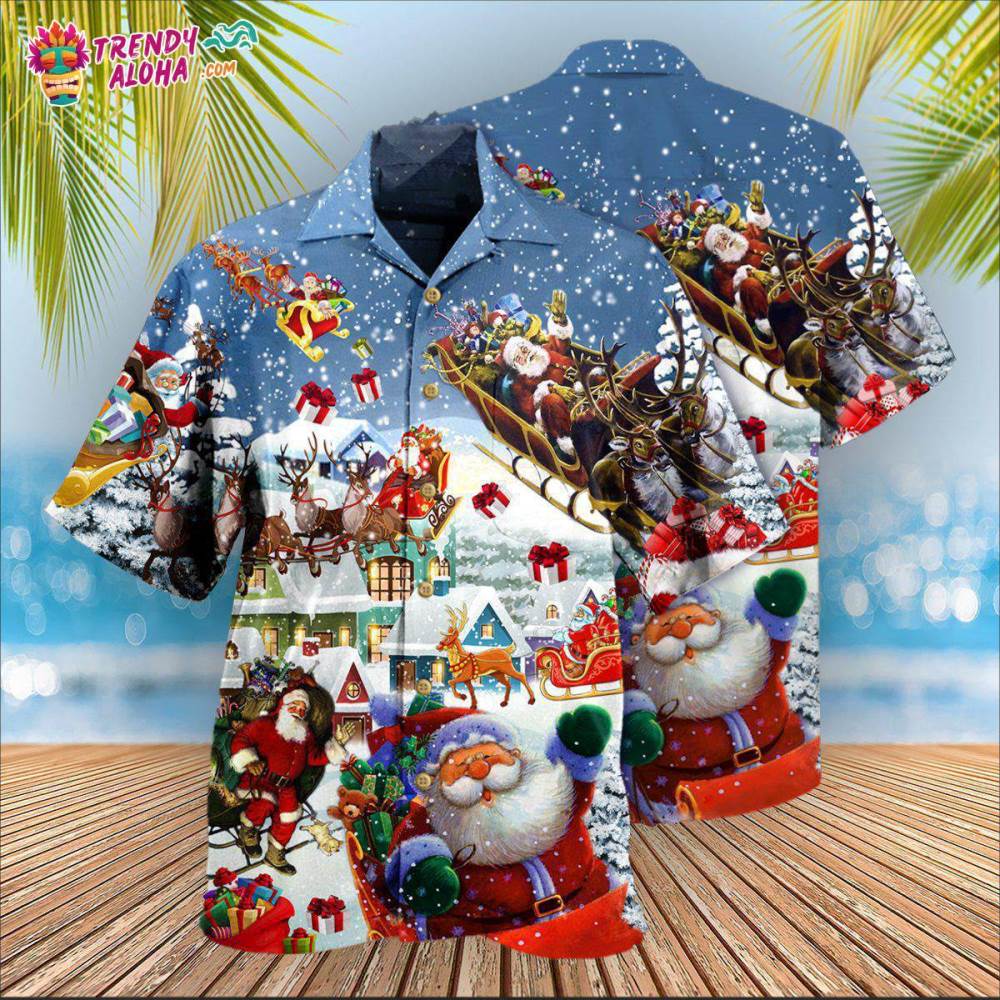 Christmas Say Hi From Santa’S Sleigh Snow Hawaiian Shirt – Trendy Aloha
