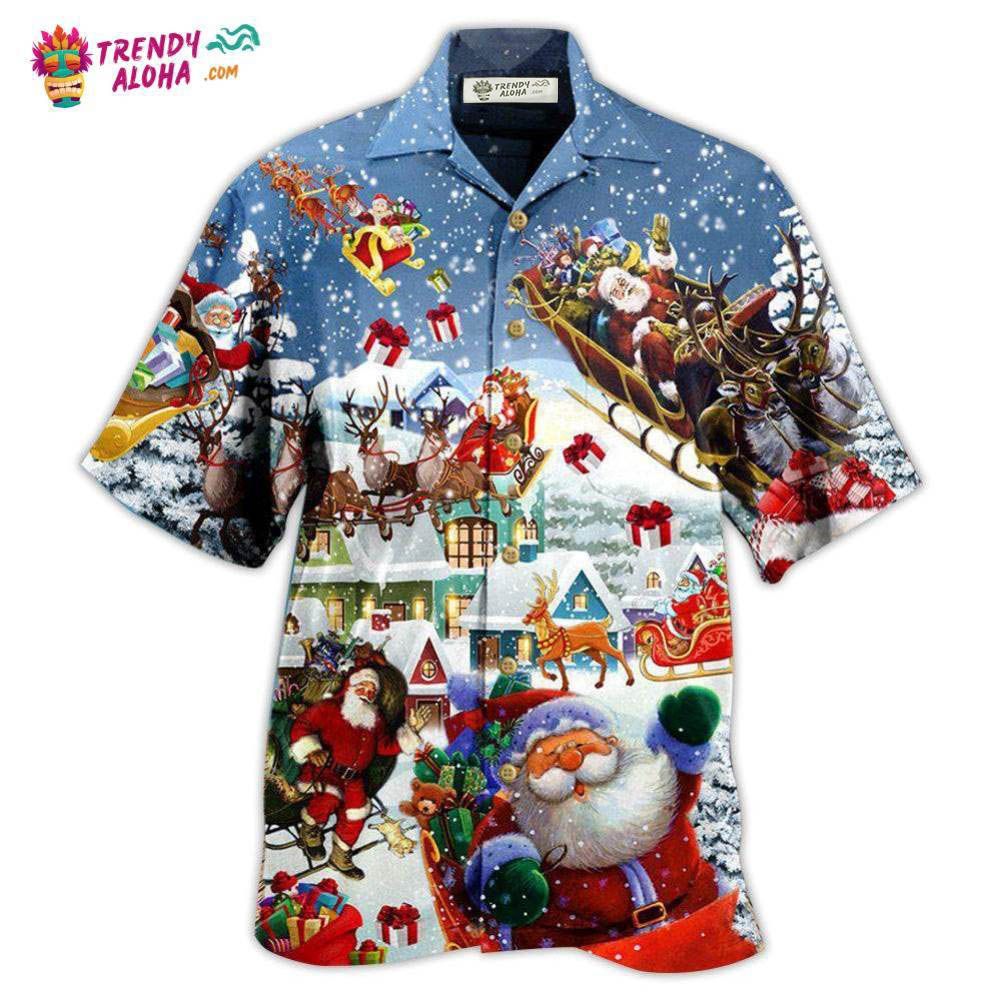 Christmas Say Hi From Santa’S Sleigh Snow Hawaiian Shirt – Trendy Aloha