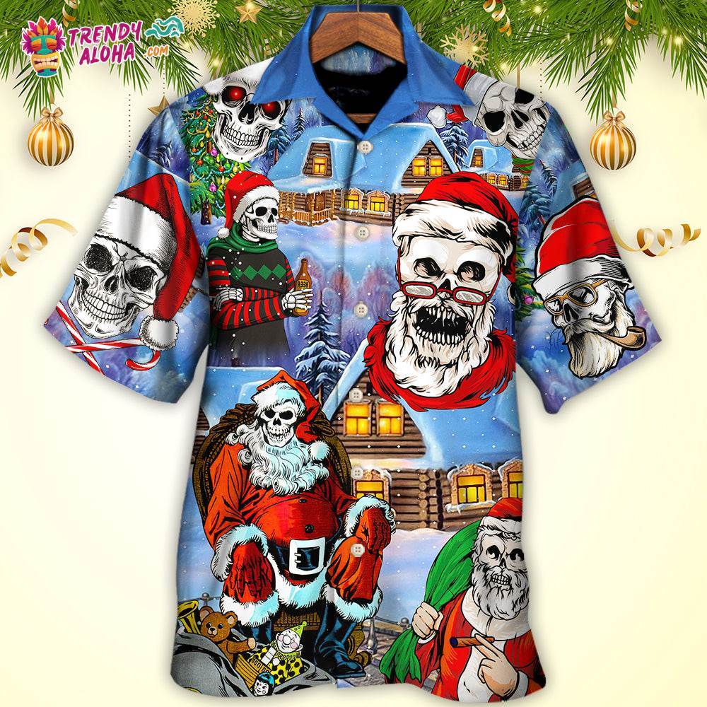 Christmas Skull Santa In The Town Love Xmas Hawaiian Shirt – Trendy Aloha