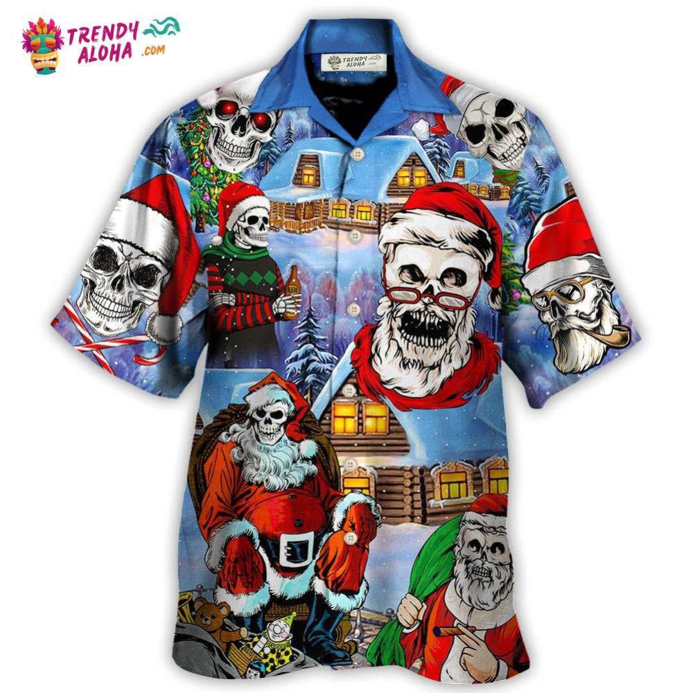 Christmas Skull Santa In The Town Love Xmas Hawaiian Shirt – Trendy Aloha