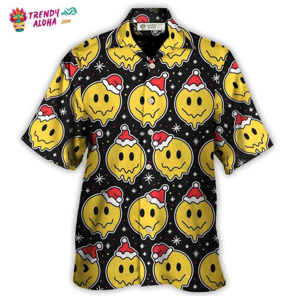 Christmas Smile Happy Face With Santa Hat Hawaiian Shirt – Trendy Aloha