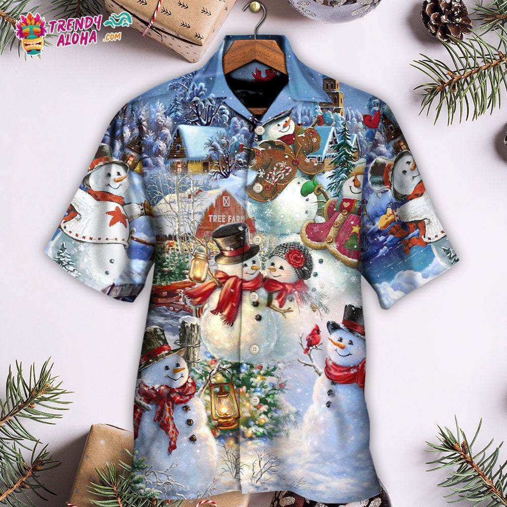 Christmas Snowman Lover Happy Couple Snowman Hawaiian Shirt – Trendy Aloha