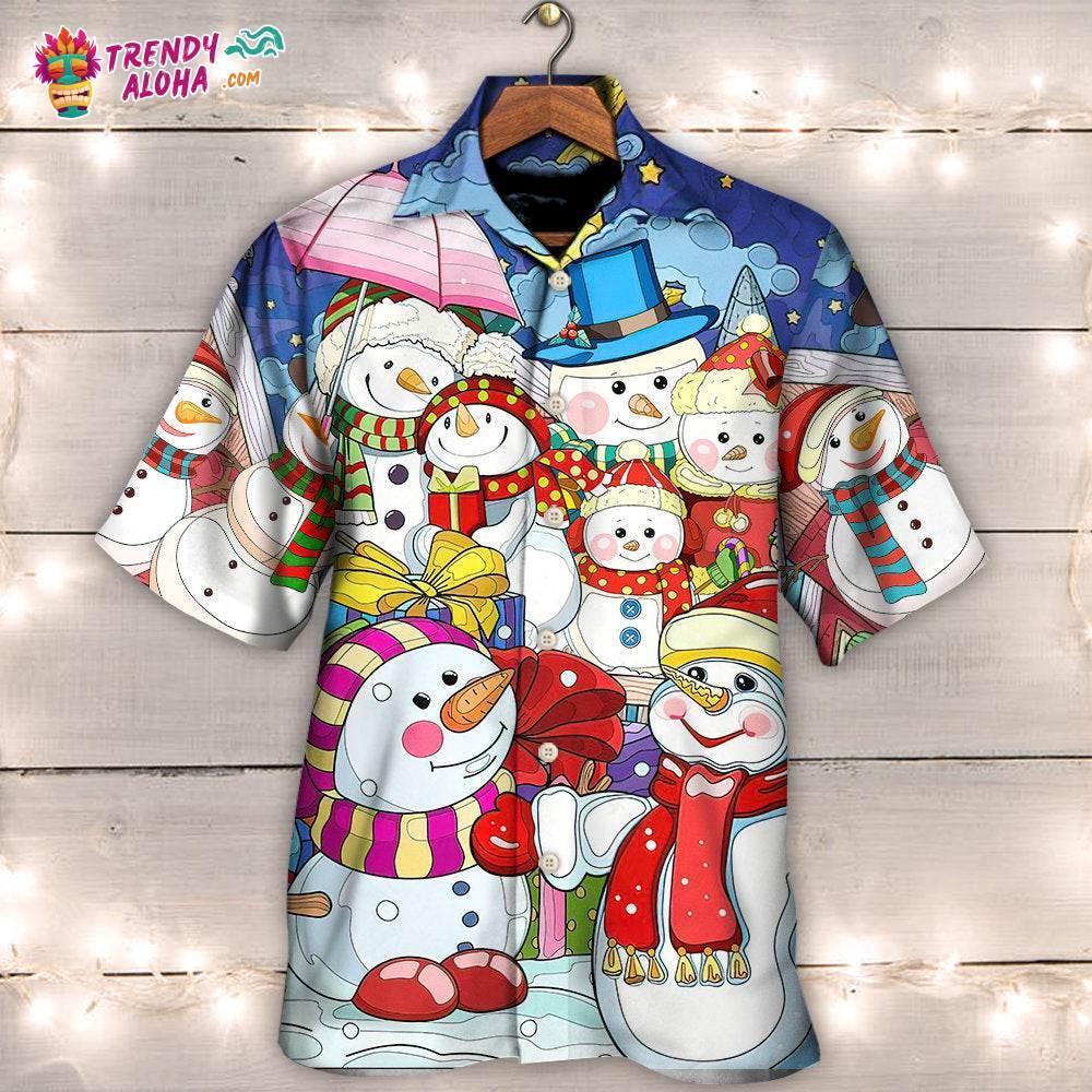 Christmas Snowman Merry Xmas And Happy New Year Art Style Hawaiian Shirt – Trendy Aloha