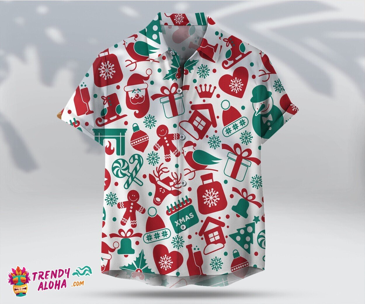 Christmas Snowman Unisex Casual Hawaiian Holiday Beach Shirt