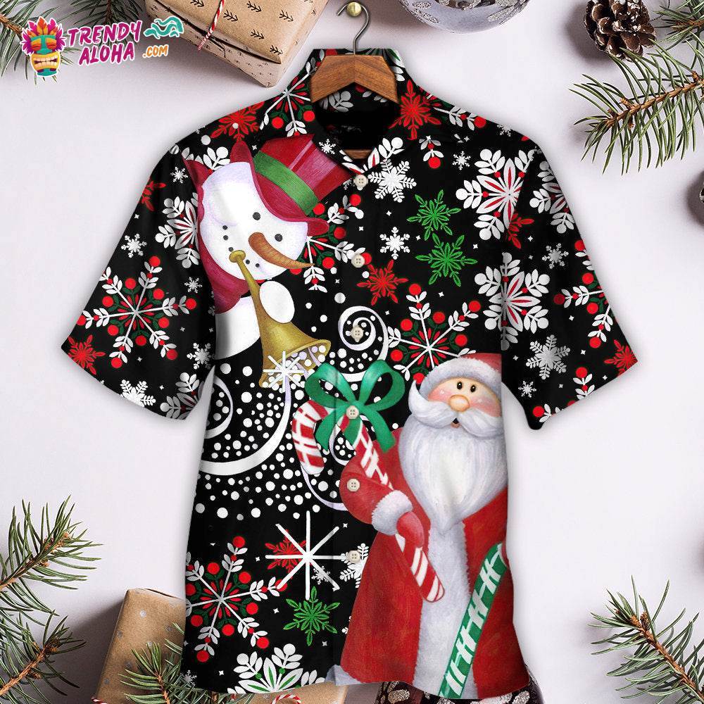 Christmas Snowyday With Santa And Snowman Hawaiian Shirt – Trendy Aloha