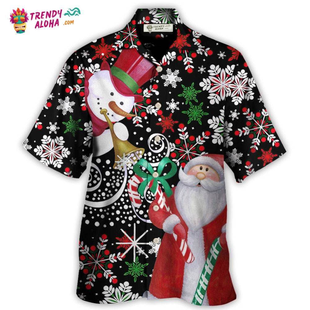 Christmas Snowyday With Santa And Snowman Hawaiian Shirt – Trendy Aloha