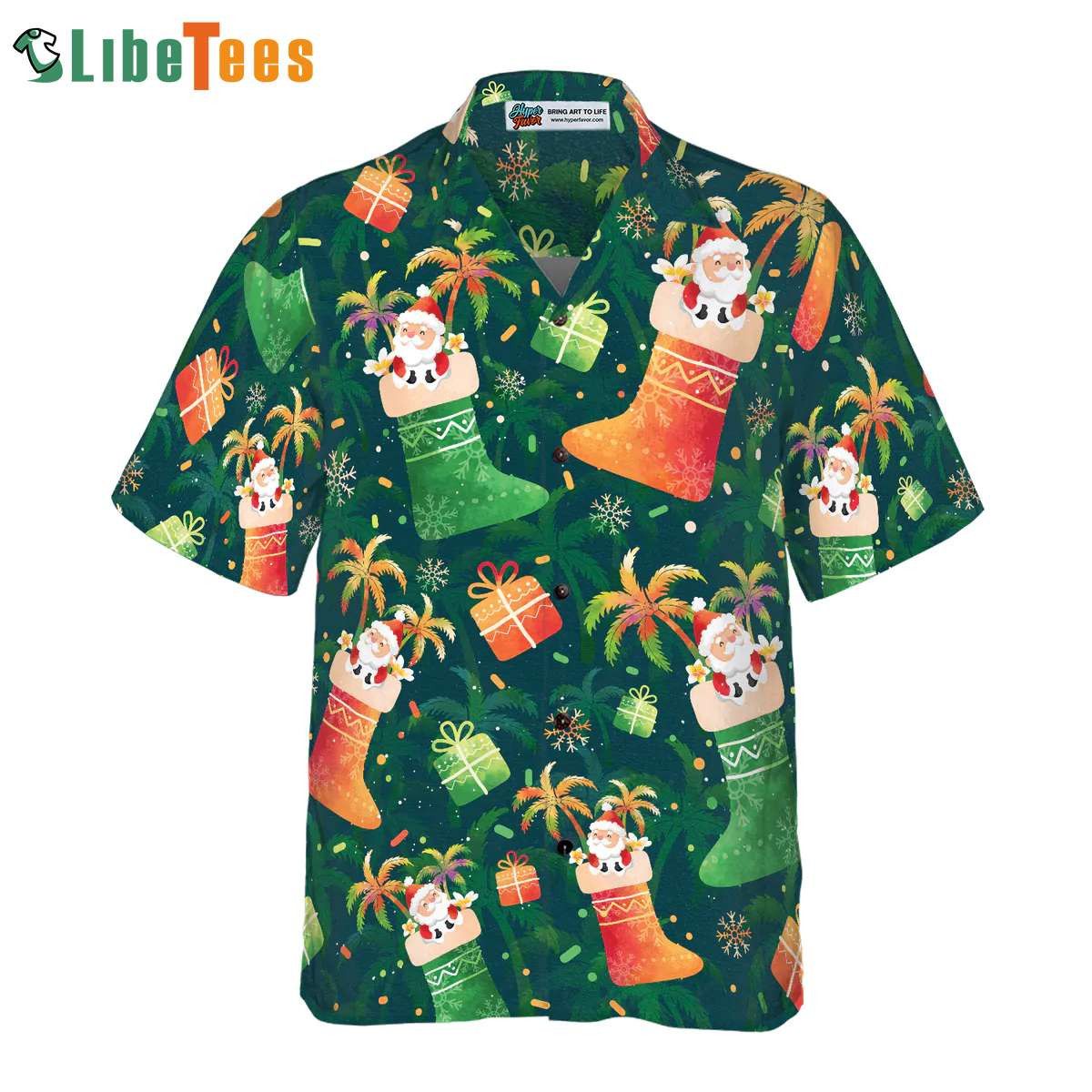 Christmas Socks Pattern Shirt, Christmas Santa Trendy Hawaiian Shirt Perfect Gifts For Your Loved Ones