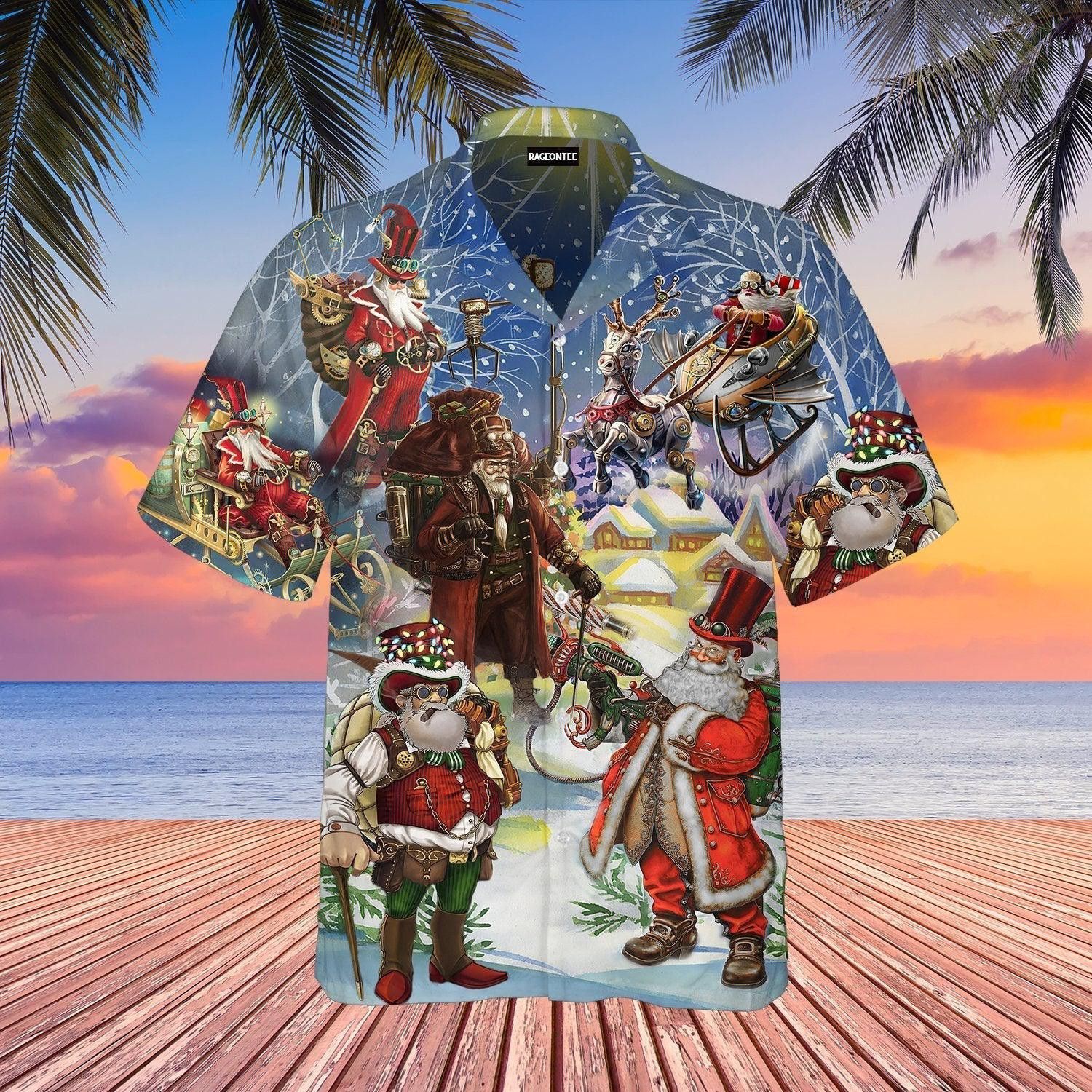 Christmas Steampunk Santa Claus Hawaiian Shirt