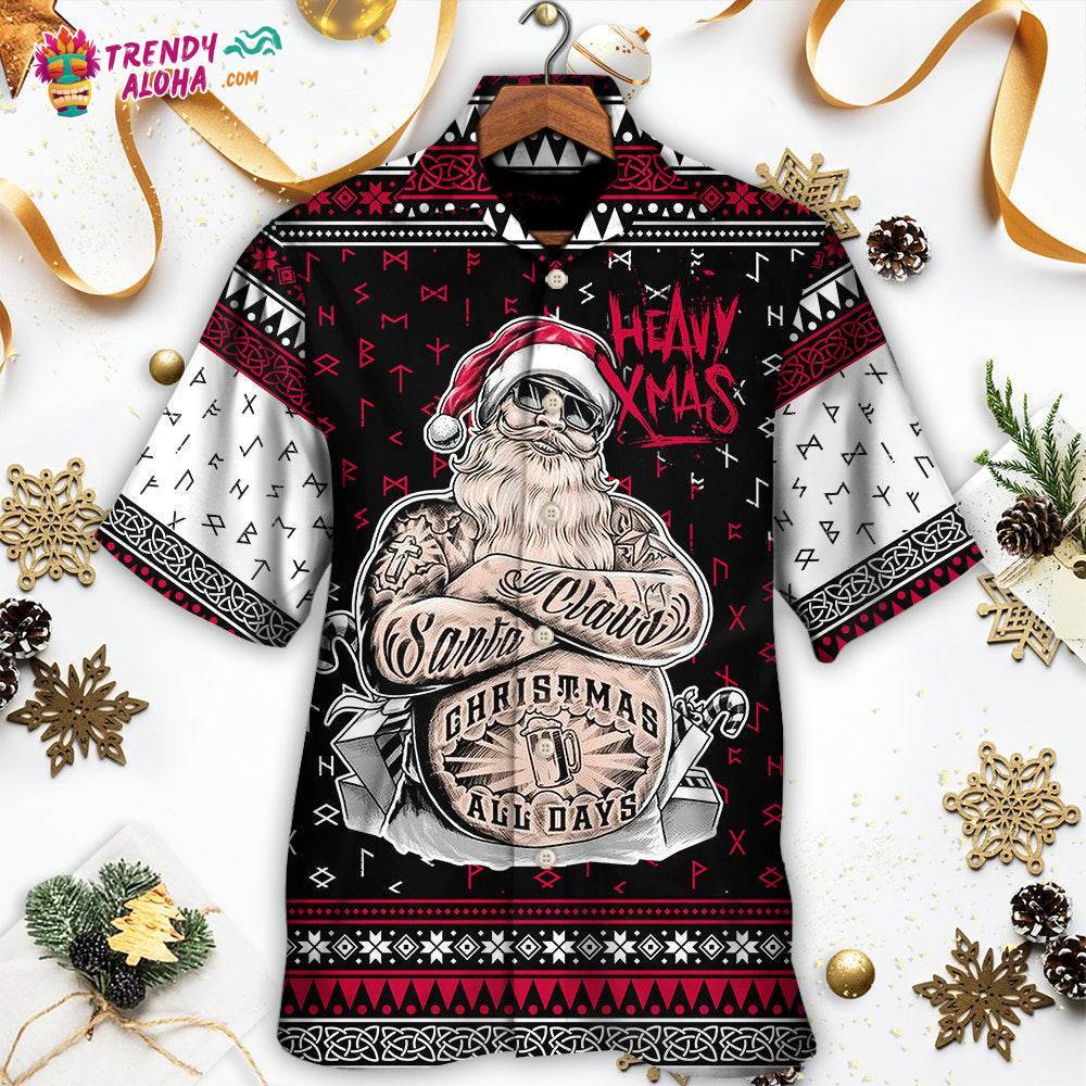 Christmas Tattoo Santa Funny Merry Xmas Hawaiian Shirt – Trendy Aloha