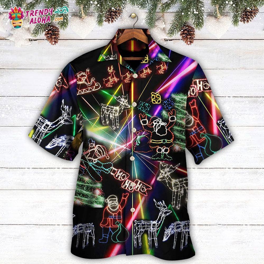 Christmas Tree Neon Art And Snowman Hawaiian Shirt – Trendy Aloha