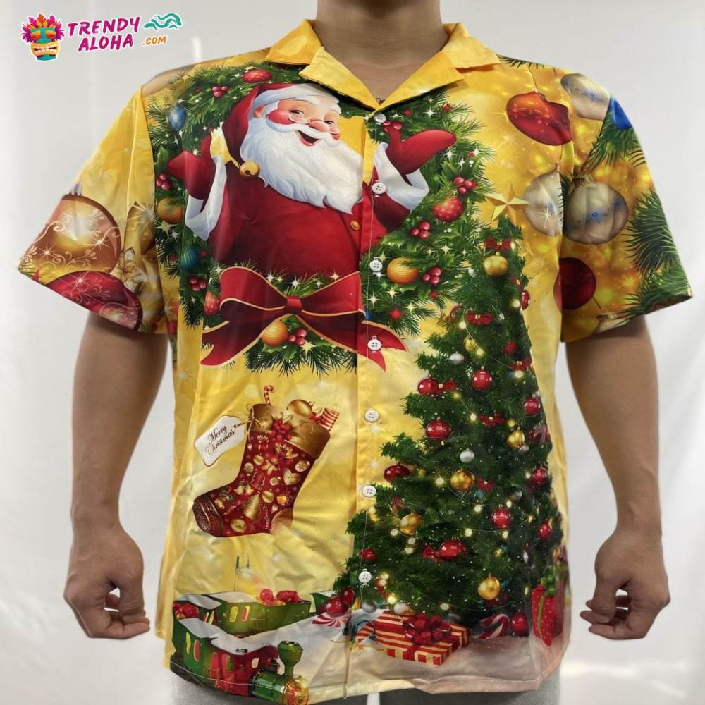Christmas Tree Yellow Stunning Night Hawaiian Shirt – Trendy Aloha