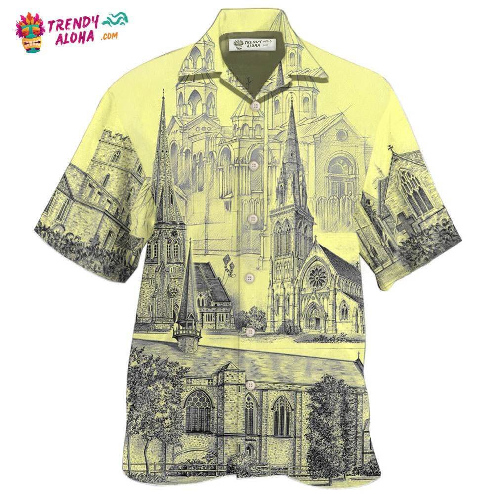 Church With Grey Vintage Style Hawaiian Shirt – Trendy Aloha Church With Grey Vintage Style Hawaiian Shirt – Trendy Aloha
