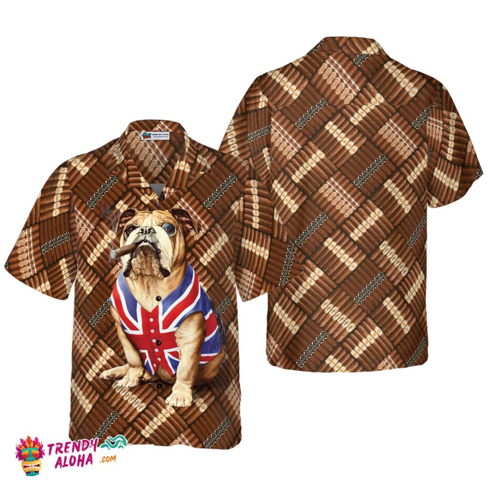 Cigars And Bulldog Shirt For Men Hawaiian Shirt