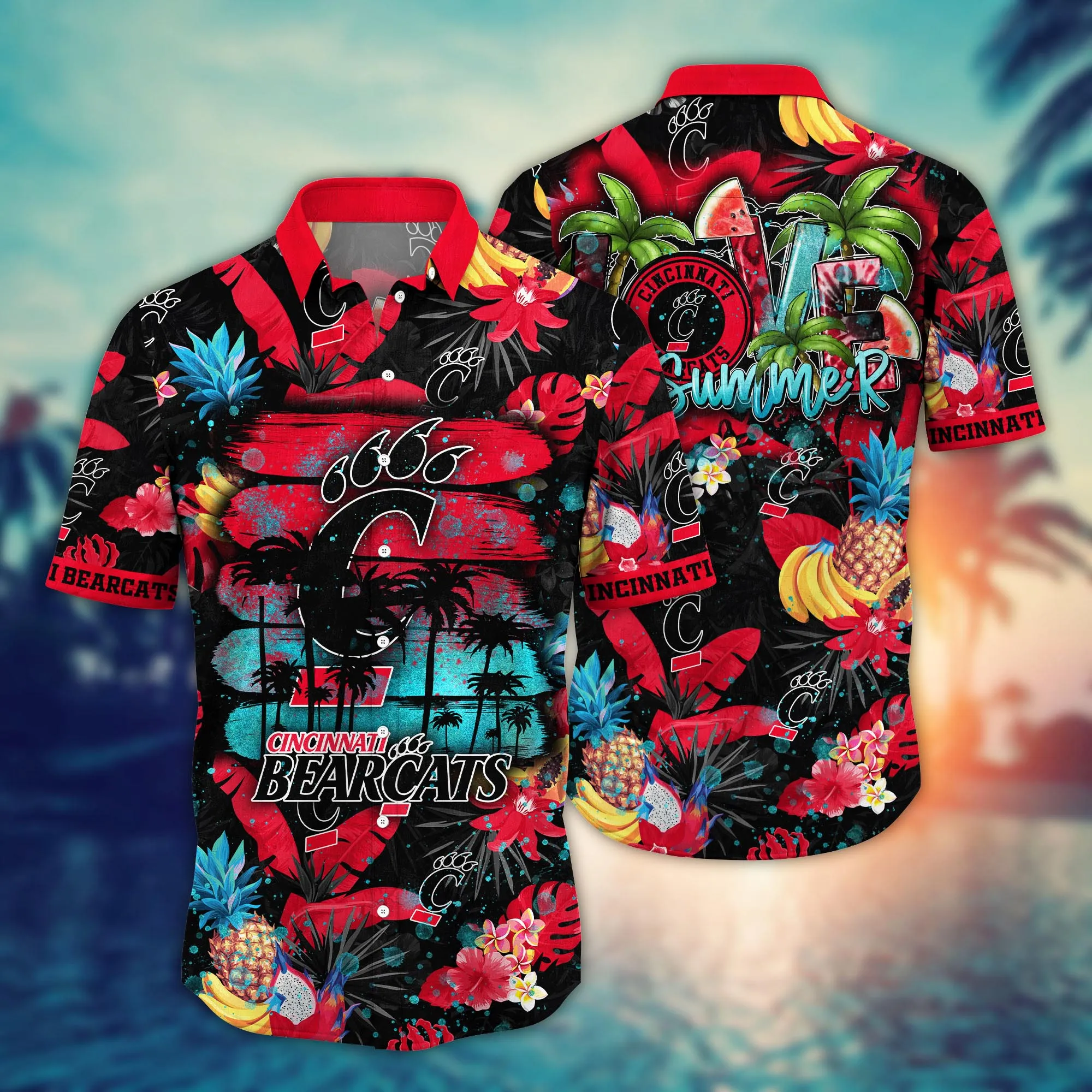 Cincinnati Bearcats NCAA Hawaiian Shirt Long Daystime Aloha Shirt Cincinnati Bearcats NCAA Hawaiian Shirt Long Daystime Aloha Shirt