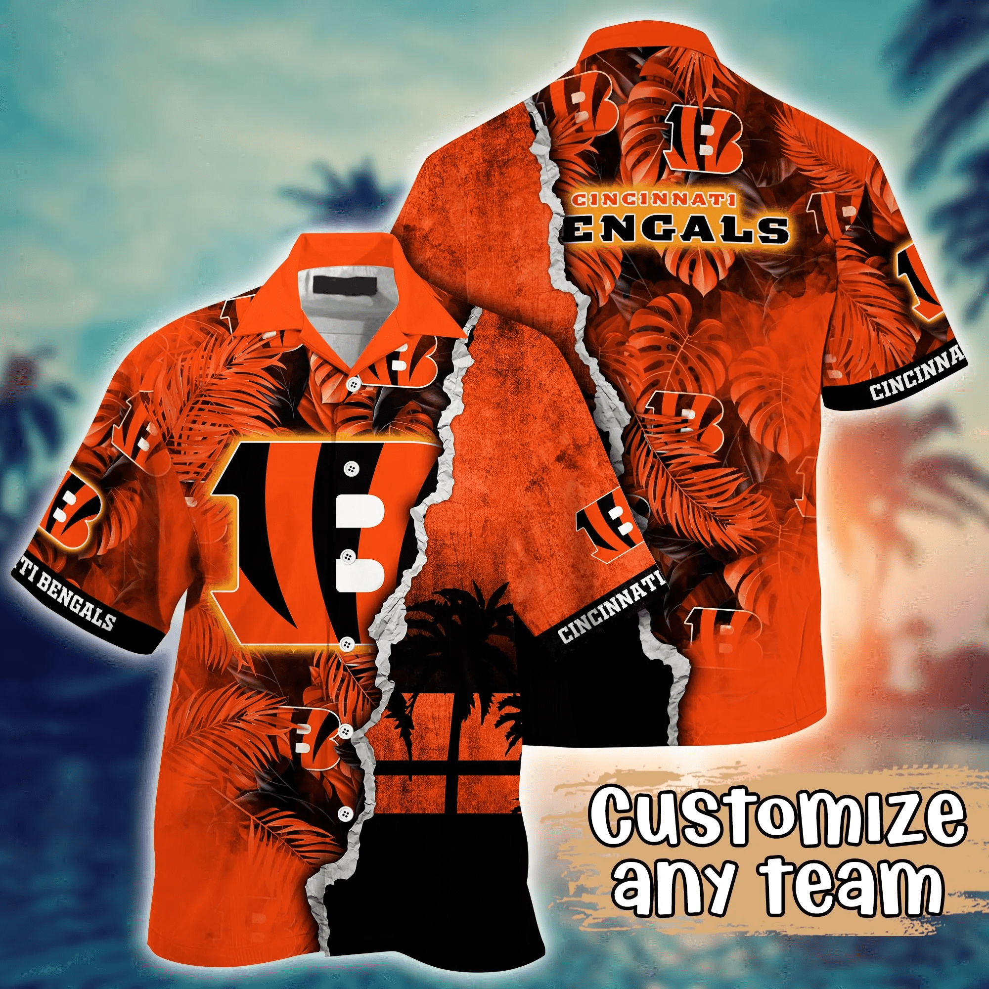Cincinnati Bengals NFL Hawaiian Shirt Custom Solstice Aloha Shirt Cincinnati Bengals NFL Hawaiian Shirt Custom Solstice Aloha Shirt