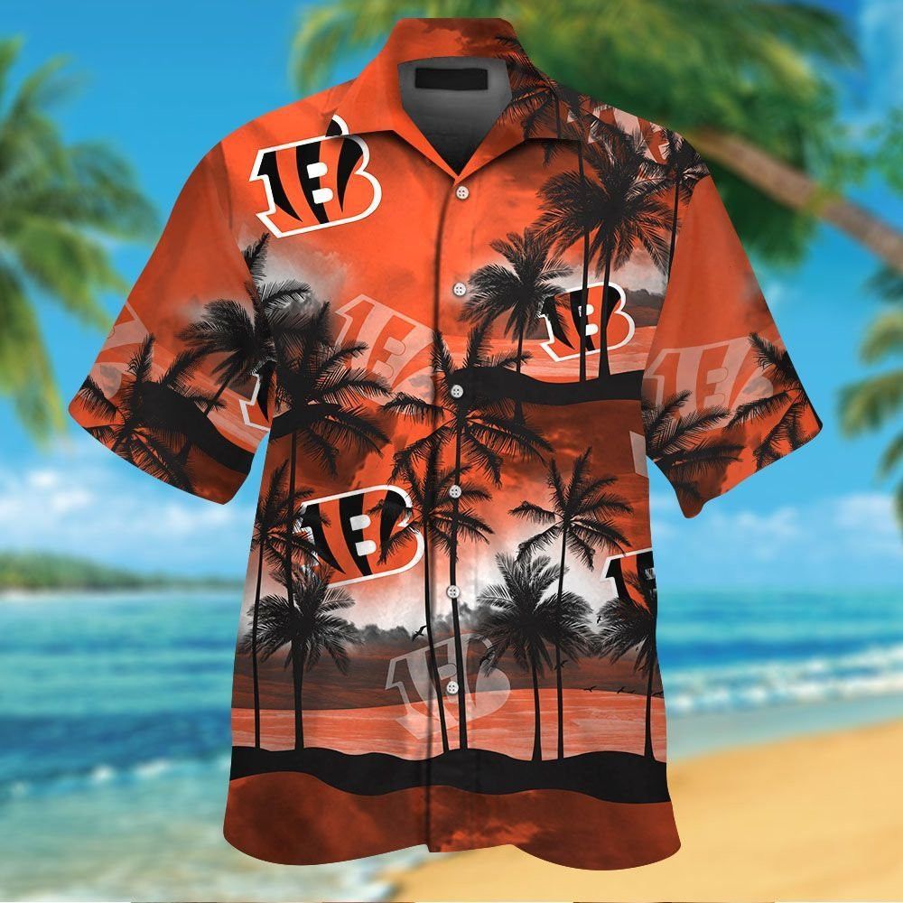Cincinnati Bengals Short Sleeve Button Up Tropical Hawaiian Shirt VER014