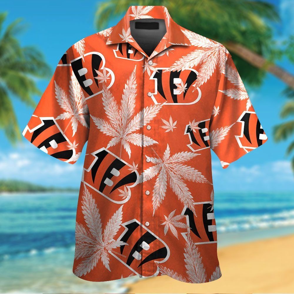 Cincinnati Bengals Short Sleeve Button Up Tropical Hawaiian Shirt VER024