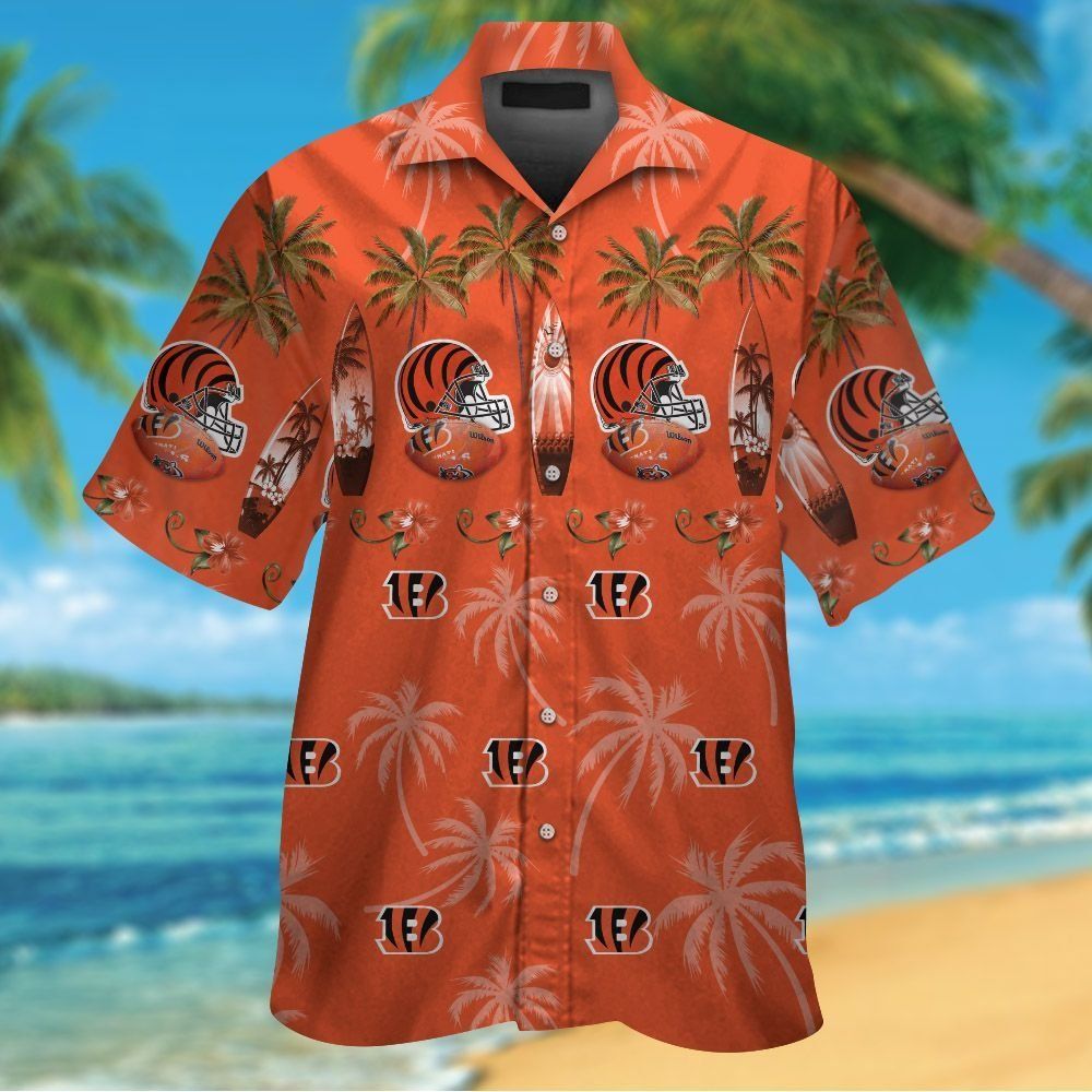 Cincinnati Bengals Short Sleeve Button Up Tropical Hawaiian Shirt VER031