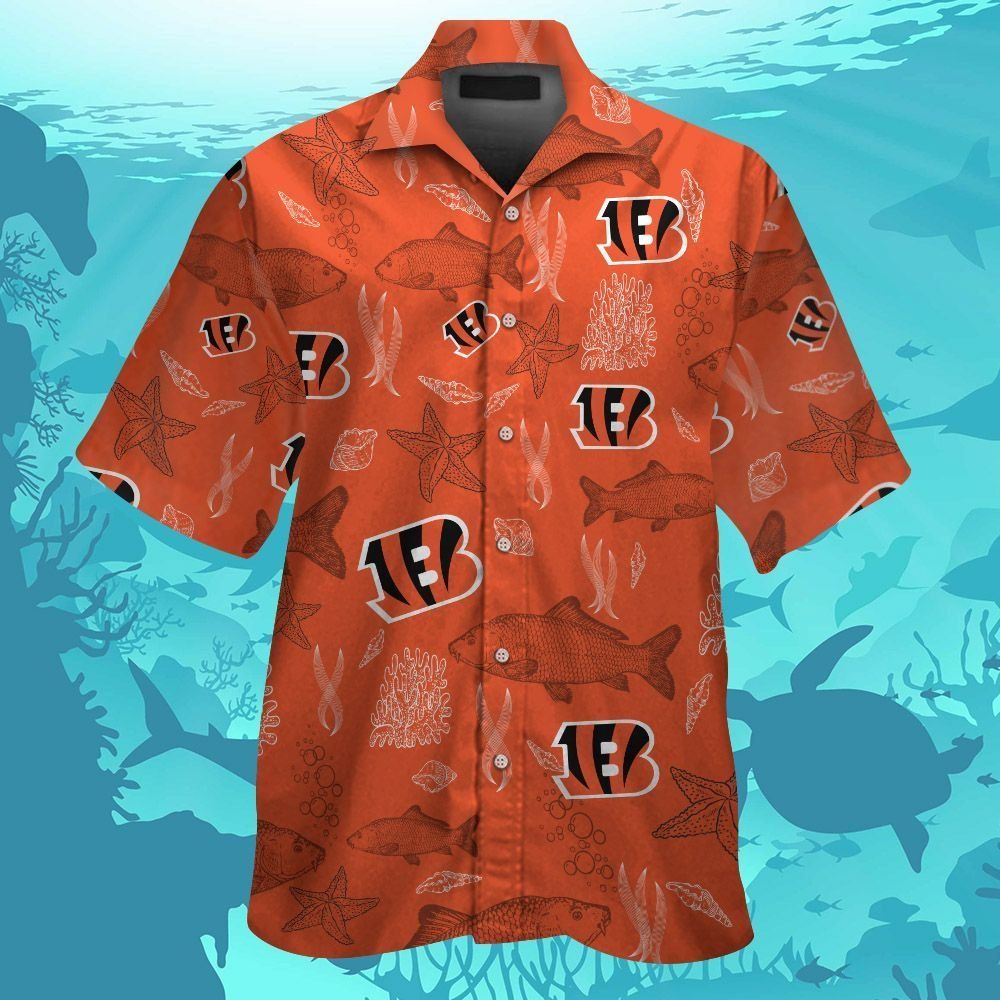 Cincinnati Bengals Short Sleeve Button Up Tropical Hawaiian Shirt VER05