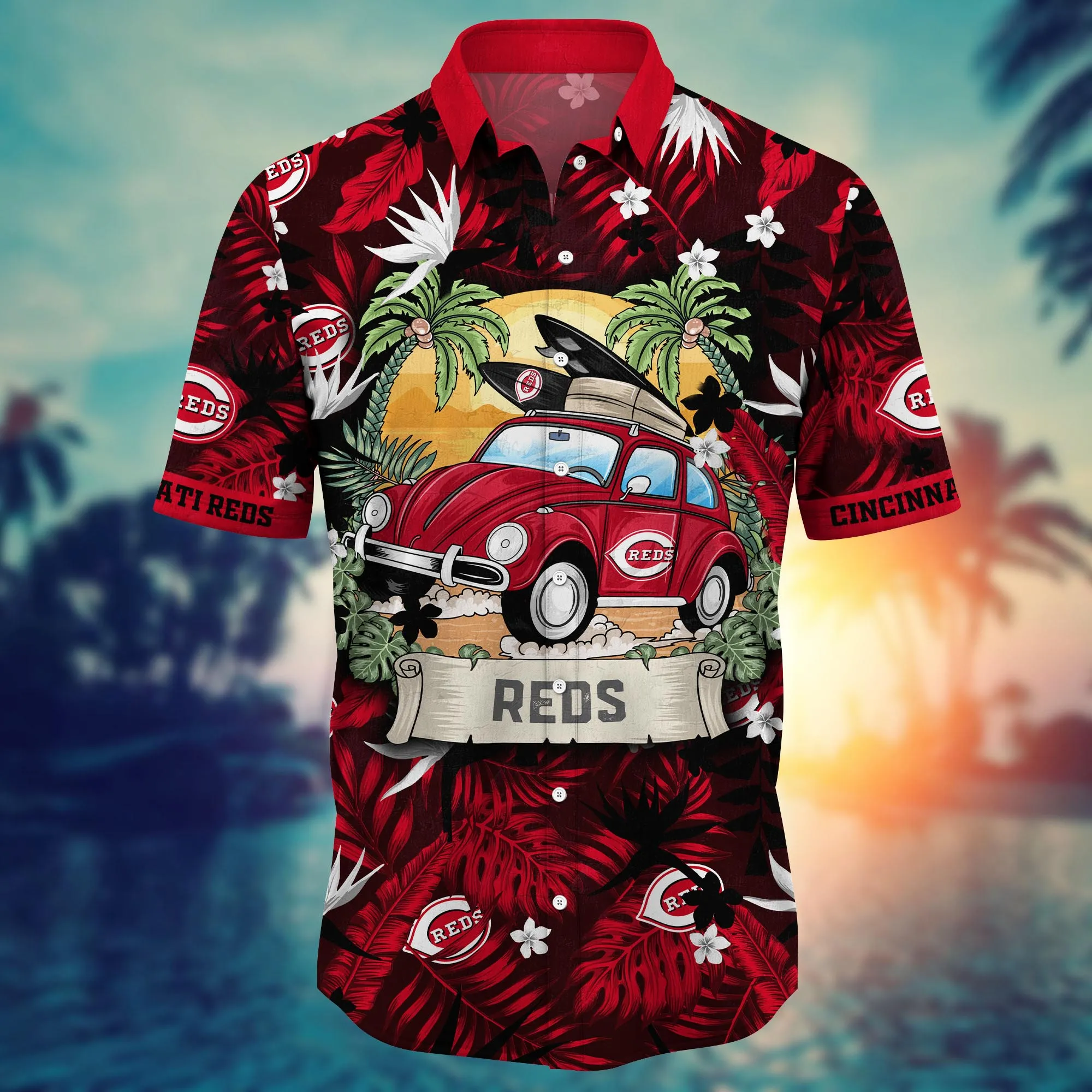 Cincinnati Reds MLB Hawaiian Shirt Campingtime Aloha Shirt