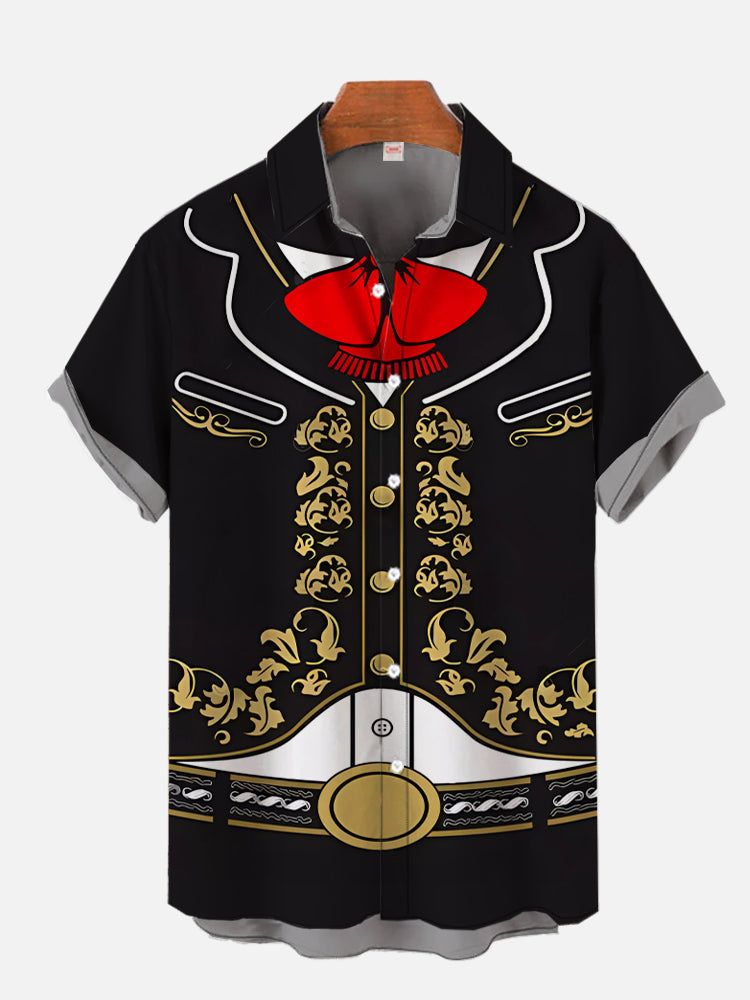 Cinco De Mayo Mariachi Mexico Costume Cartoon Printing Short Sleeve Aloha Hawaiian Shirt