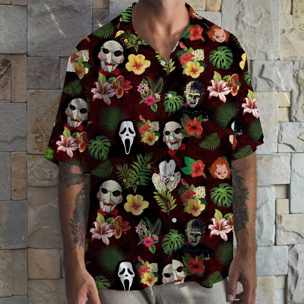 Cinematic Horror Icons Showcased In A Spooky Hawaiian Shirt
