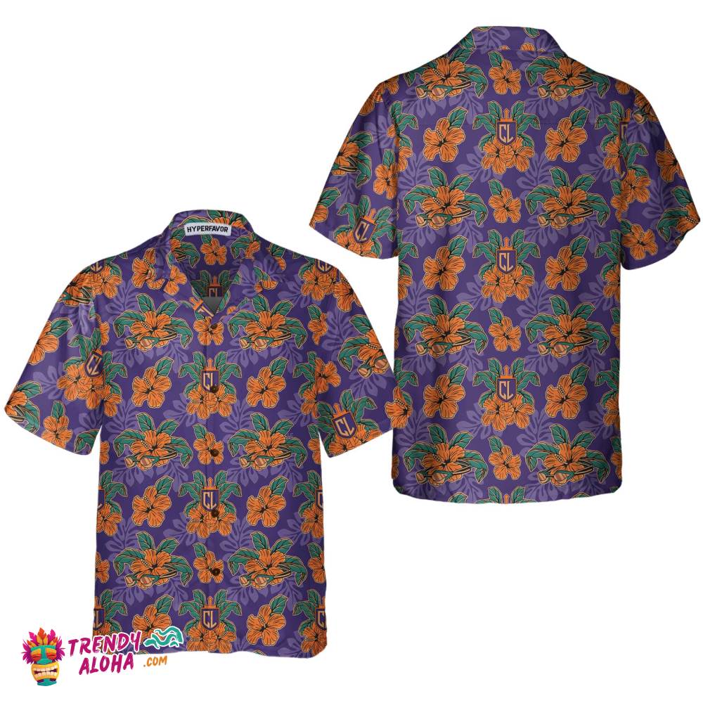 Cl Tropical Floral Purple Hawaiian Shirt Cl Tropical Floral Purple Hawaiian Shirt